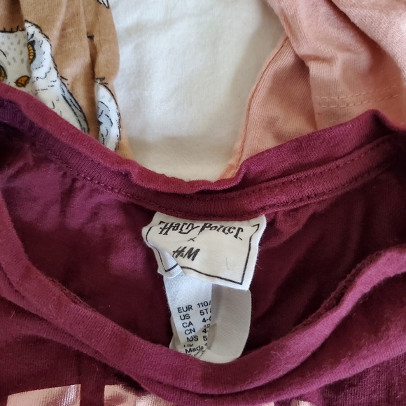 H&M set of 3 Harry Potter long sleeve t-shirts tan burgundy rose pink sz 5T - Picture 2 of 3